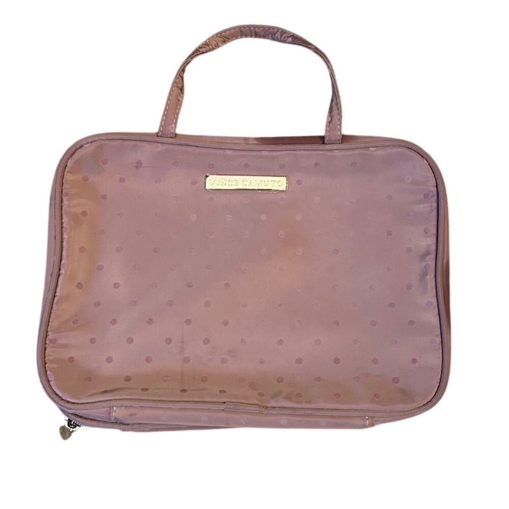 Vince Camuto Travel Toiletries Bag Blush Pink Polka Dot